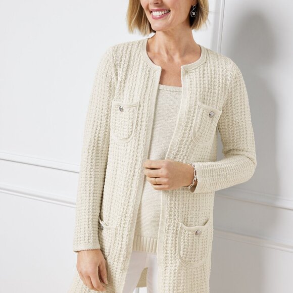 NWT Talbots Coadigan – Textured Metallic Knit Cardigan Coat, Size M - Picture 1 of 14